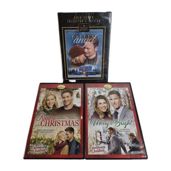 3 HALLMARK Holiday Collection DVD LOT-Road Christmas FALLEN ANGEL Merry Bright - Picture 1 of 9